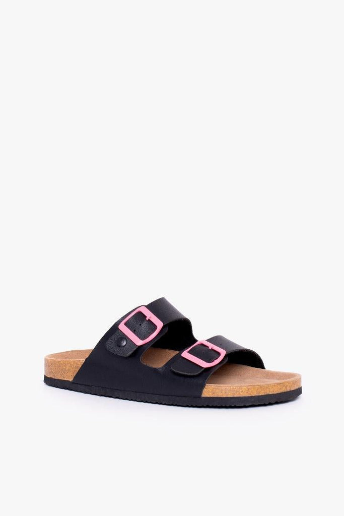 Brakeburn - 2 Strap Buckle Sandals - Black - Beales department store