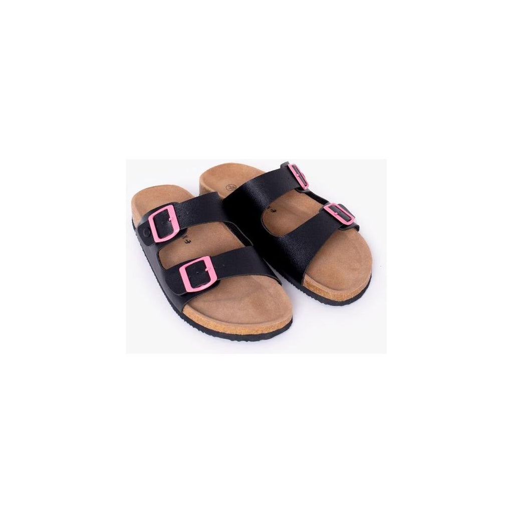 Brakeburn - 2 Strap Buckle Sandals - Black - Beales department store