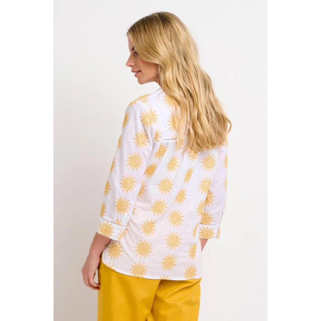 Brakeburn Ada Embroidered Blouse - White & Yellow - Beales department store