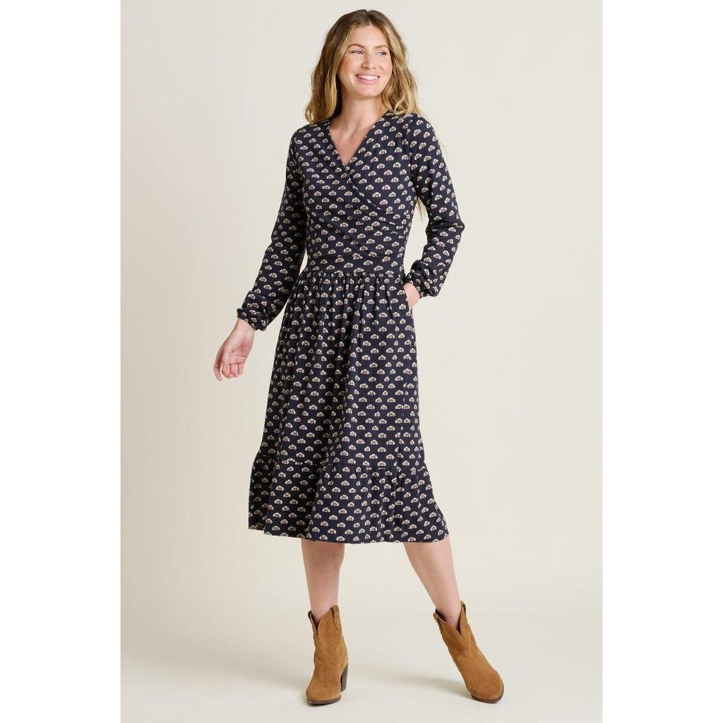 Brakeburn Annie Wrap Dress - Navy - Beales department store