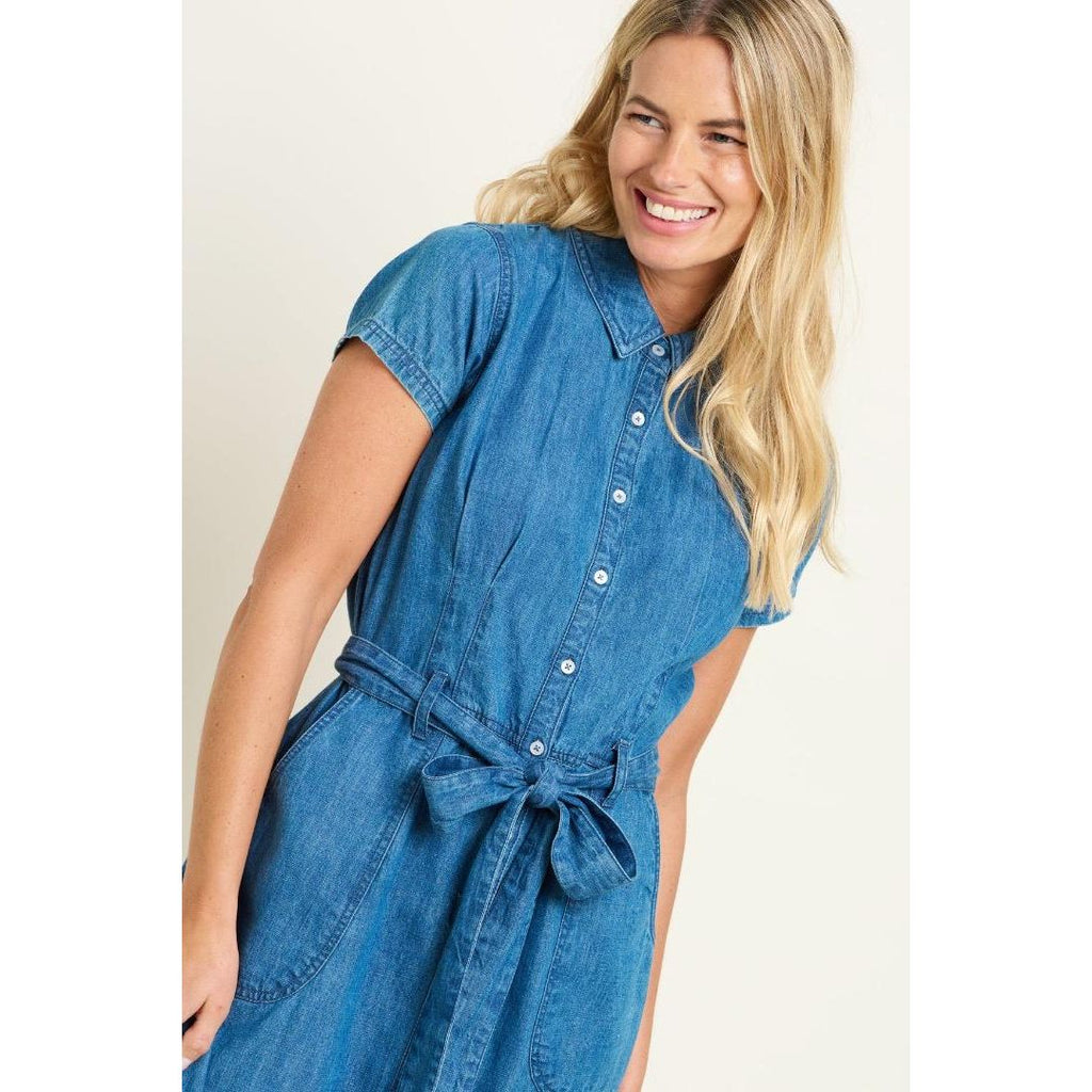 Brakeburn Betsy Shirt Dress - Blue - Beales department store