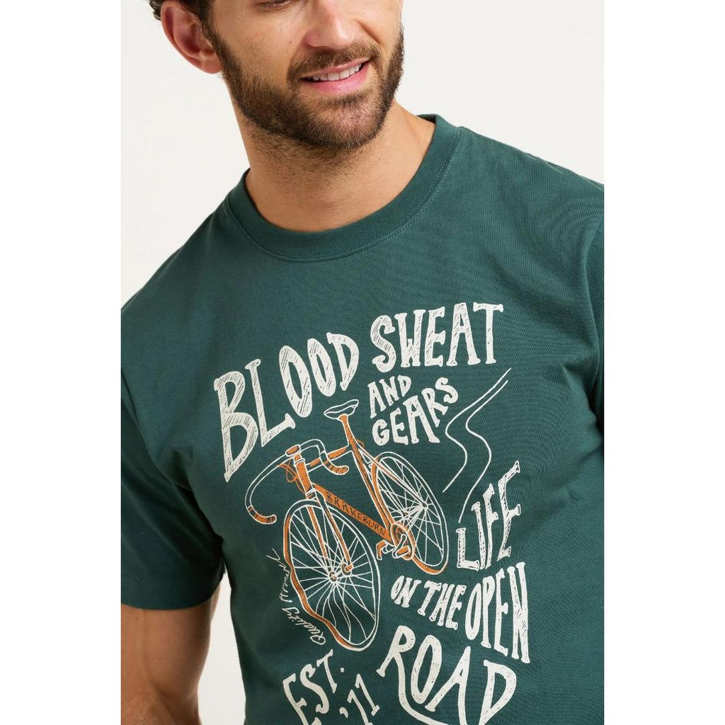 Brakeburn Blood Sweat And Gears Tee - Khaki - Beales department store