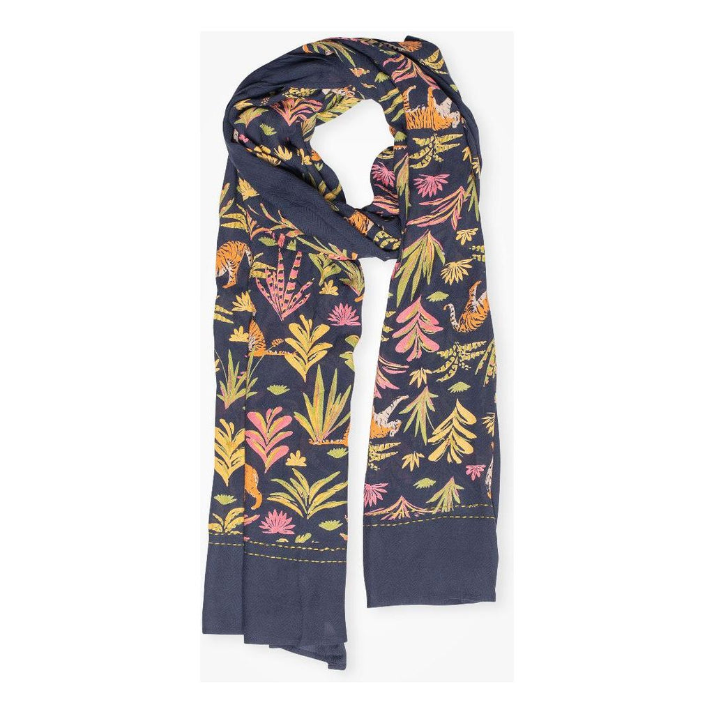 Brakeburn Botanical Tiger Scarf - Navy - Beales department store