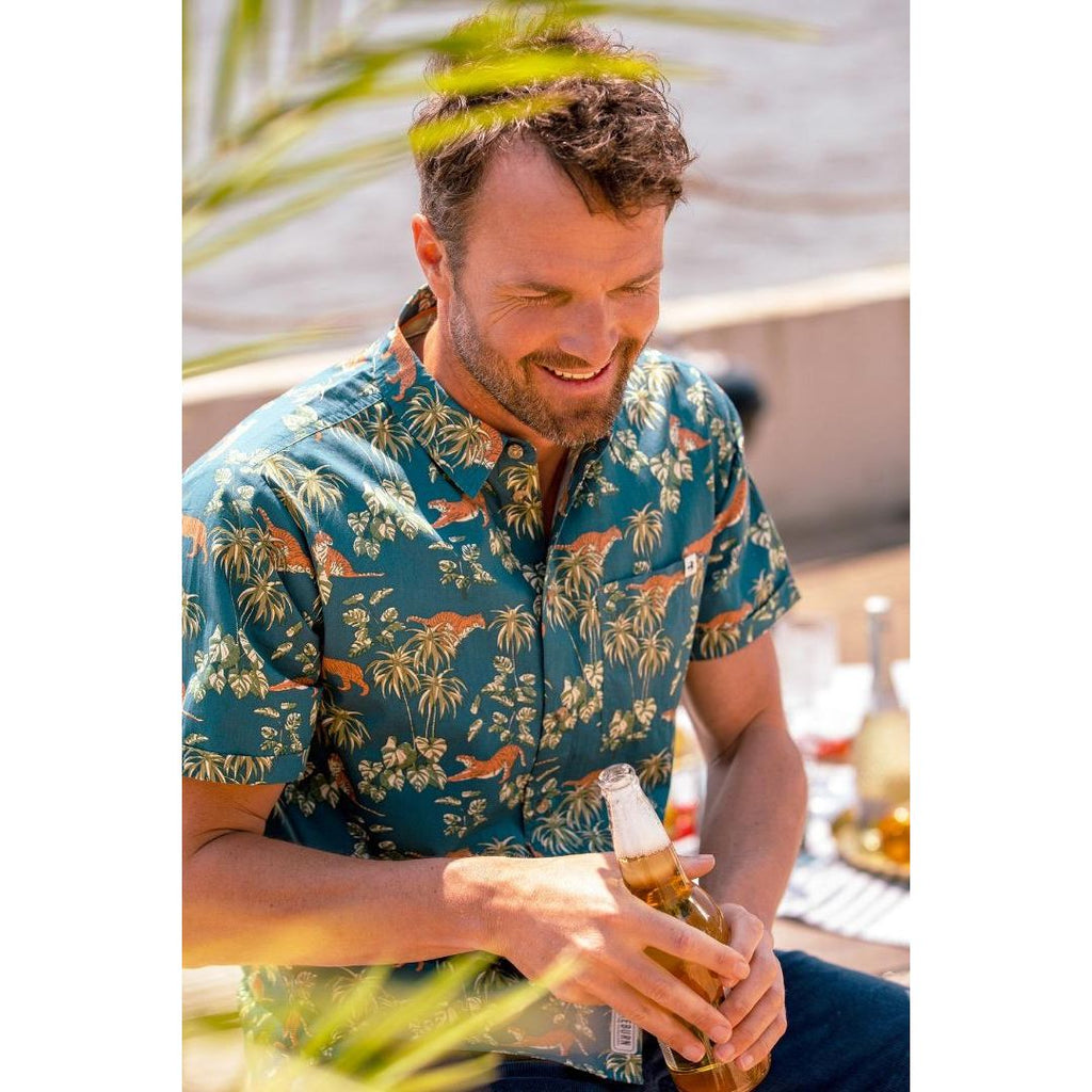 Brakeburn Botanical Tiger Shirt - Blue - Beales department store