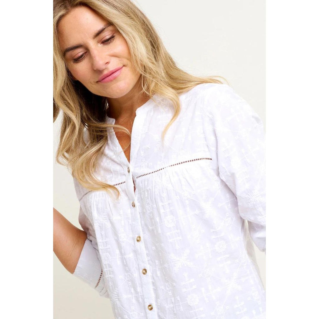 Brakeburn Cassia Embroidered Blouse - White - Beales department store