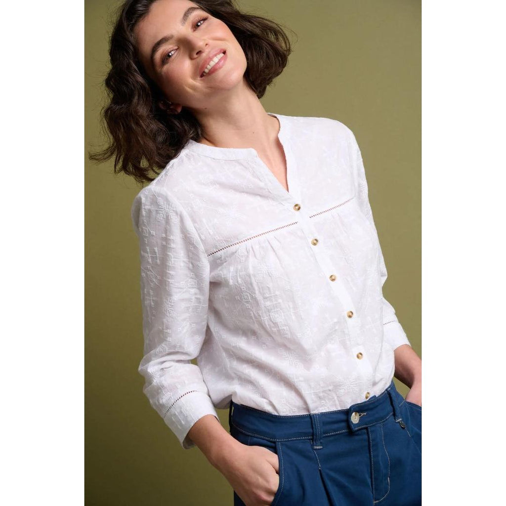 Brakeburn Cassia Embroidered Blouse - White - Beales department store