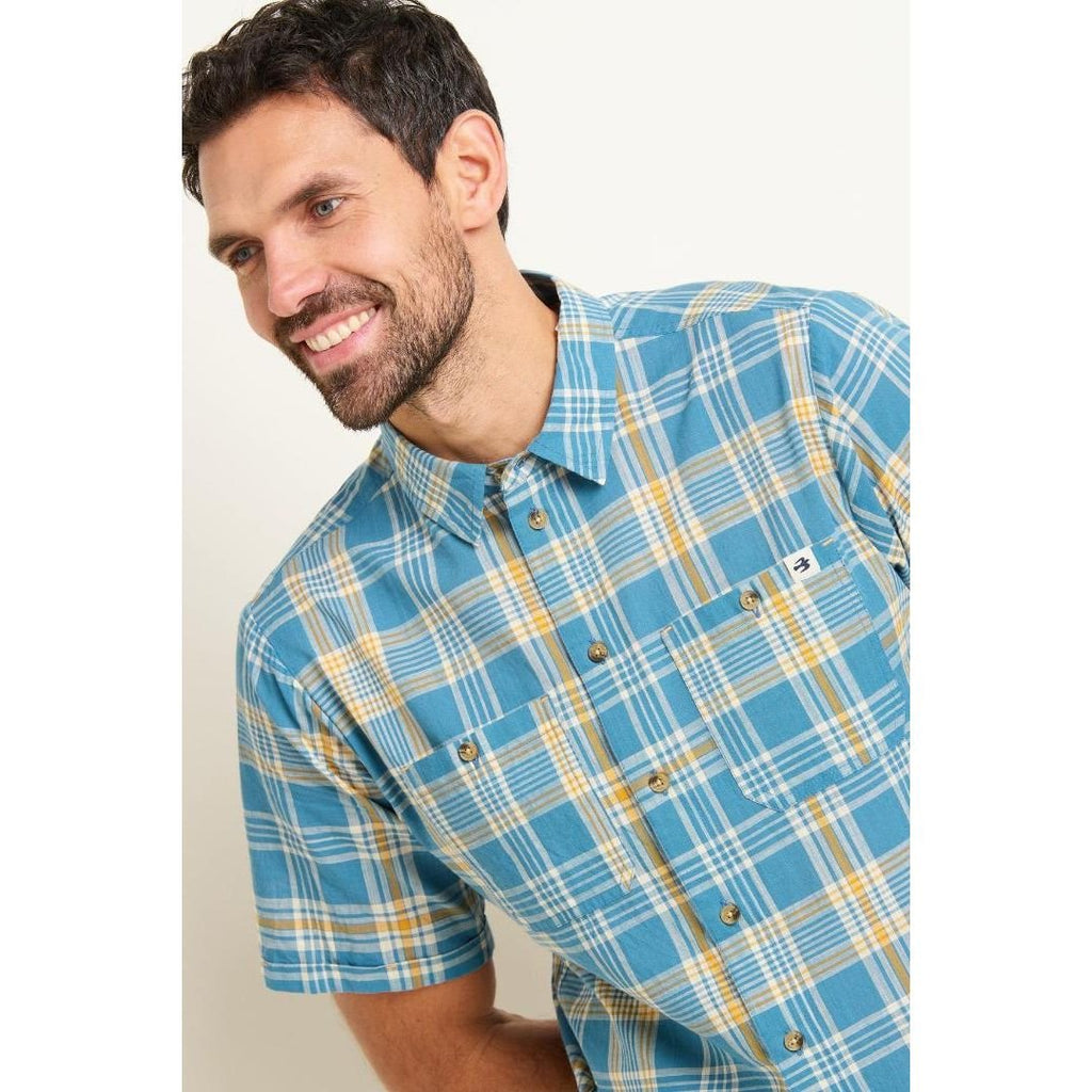 Brakeburn Check Short Sleeve Shirt - Blue - Beales department store