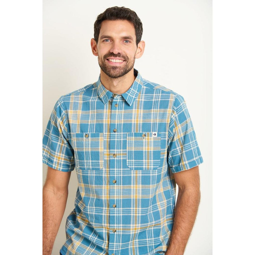 Brakeburn Check Short Sleeve Shirt - Blue - Beales department store