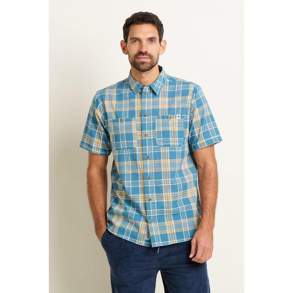 Brakeburn Check Short Sleeve Shirt - Blue - Beales department store