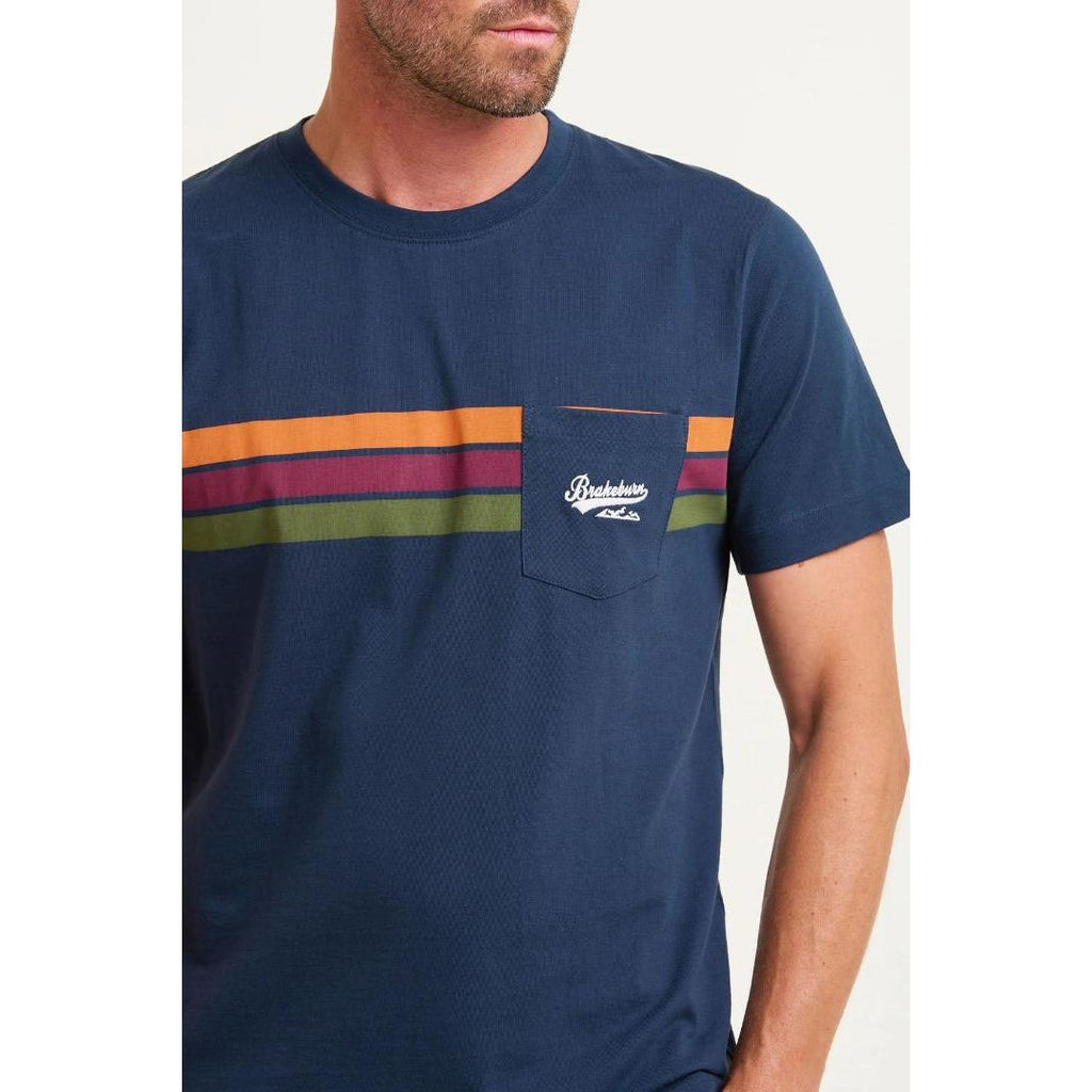 Brakeburn Chest Stripe Tee - Navy - Beales department store