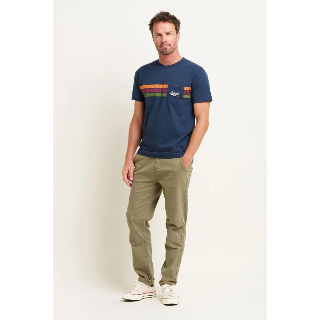 Brakeburn Chest Stripe Tee - Navy - Beales department store