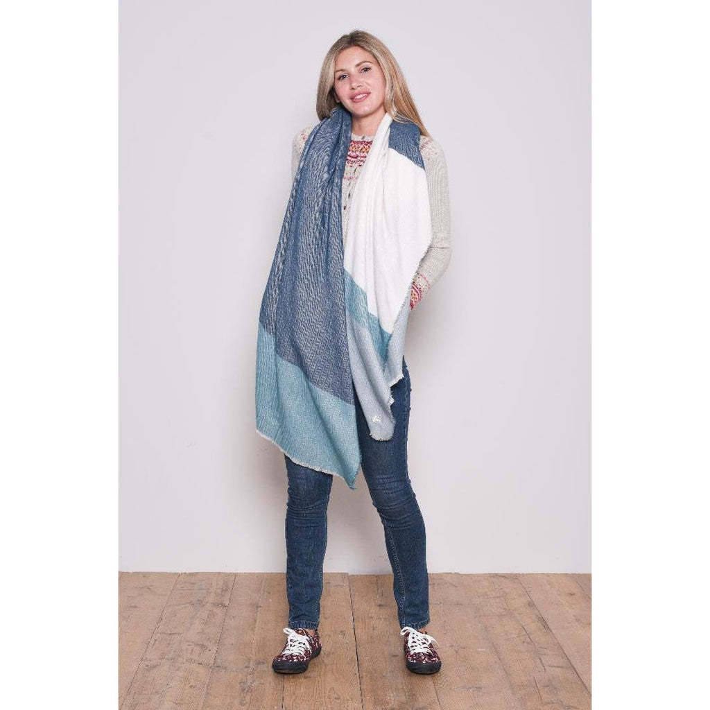 Brakeburn Colour Block Blanket Scarf Blue - Beales department store