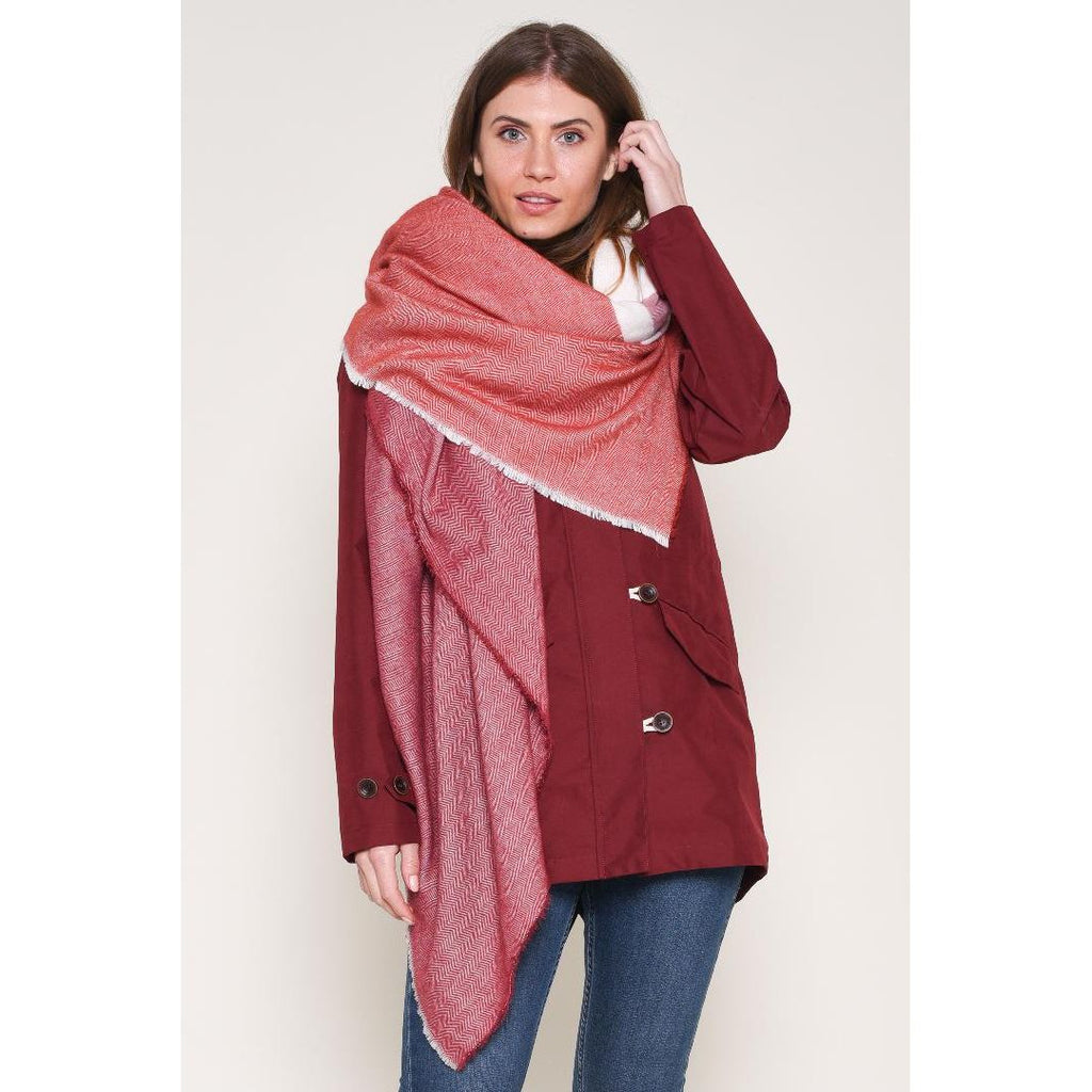 Brakeburn Colour Block Blanket Scarf Red - Beales department store