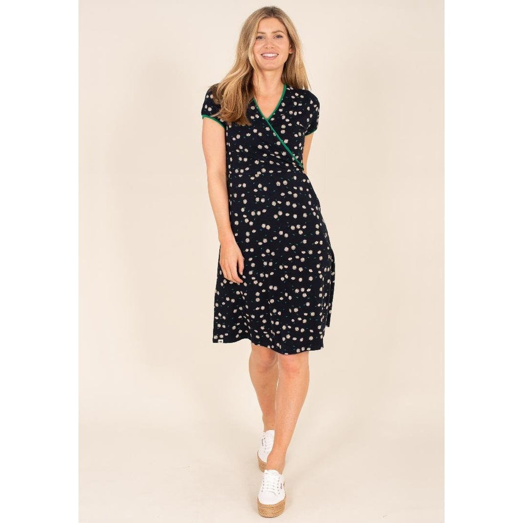 Brakeburn Daisy Wrap Dress - Navy - Beales department store