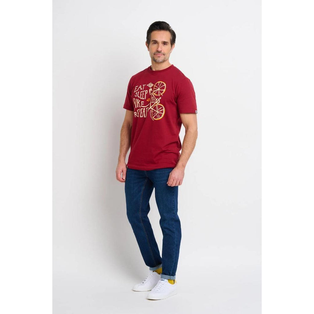 Brakeburn Eat Sleep Bike Tee - Maroon - Beales department store