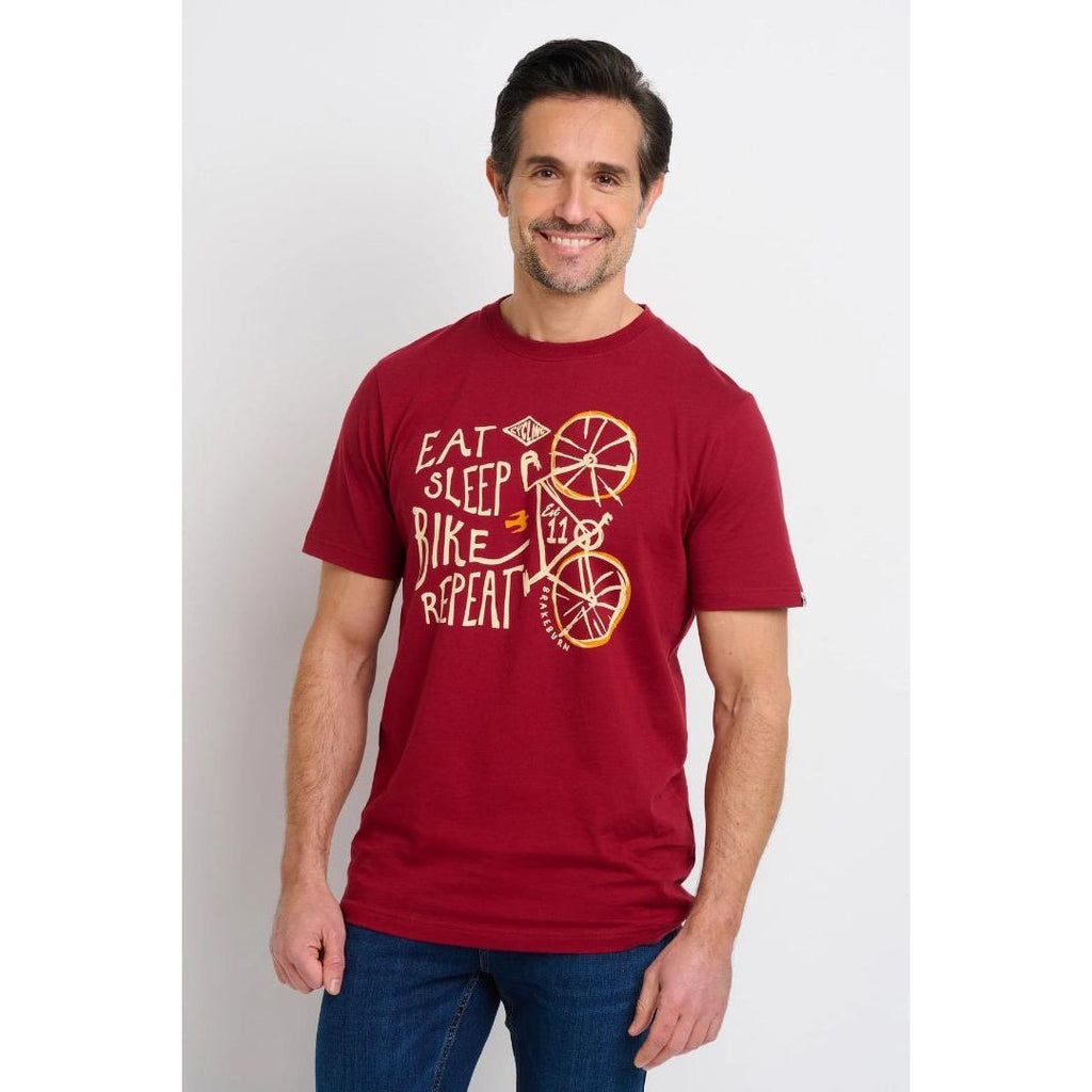 Brakeburn Eat Sleep Bike Tee - Maroon - Beales department store