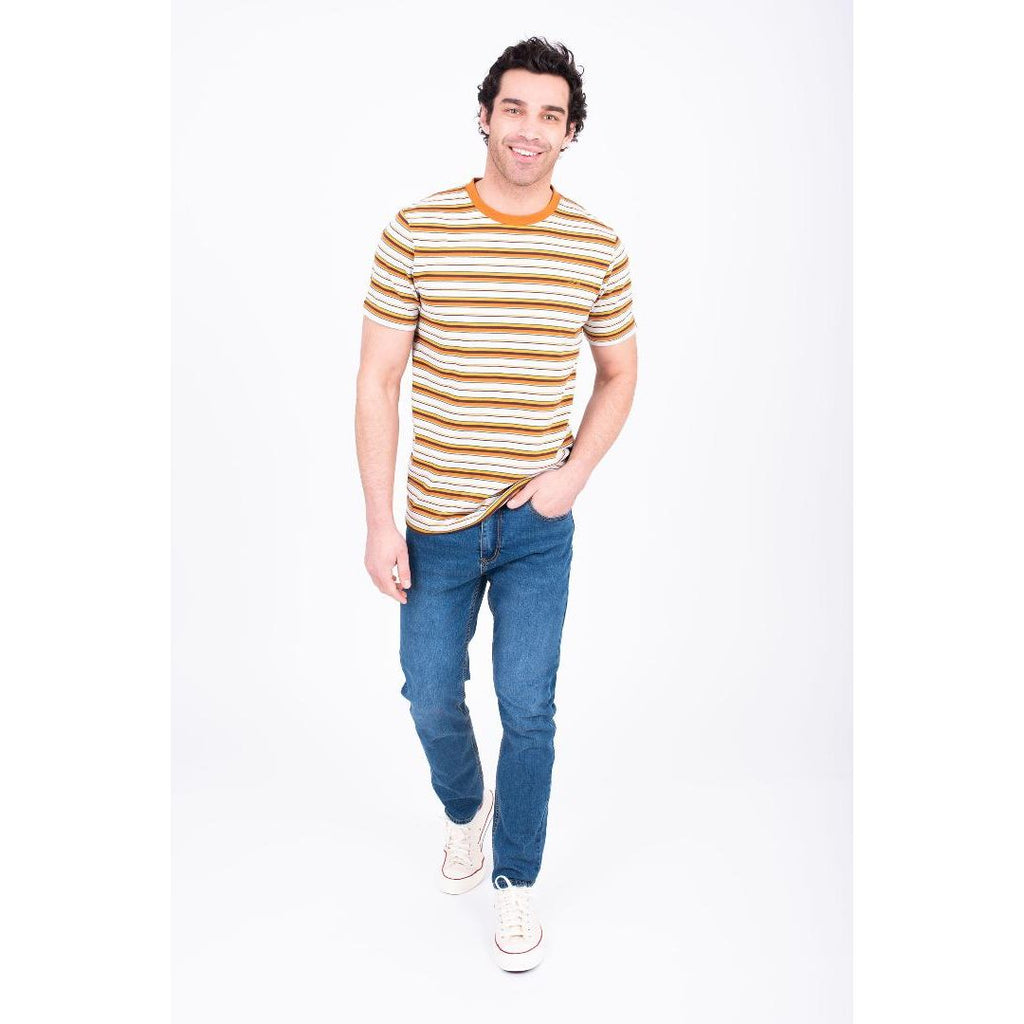 Brakeburn Ecru Striped Tee - Ecru - Beales department store