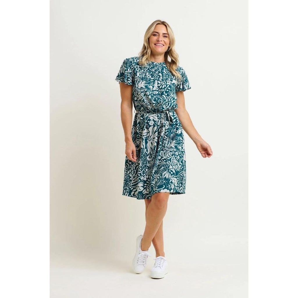 Brakeburn Enchanted Blossom Dress - Teal - Beales department store