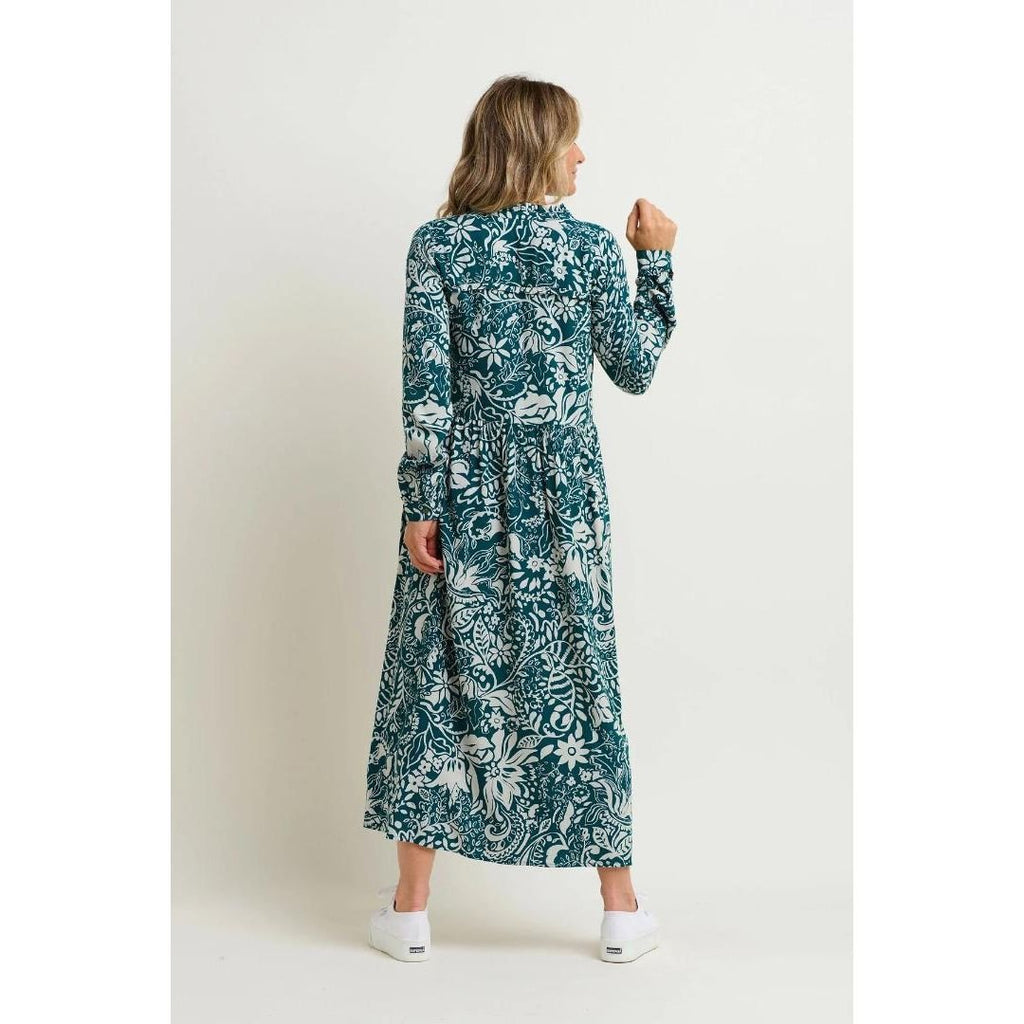 Brakeburn Enchanted Blossom Maxi Shirt Dress - Teal - Beales department store