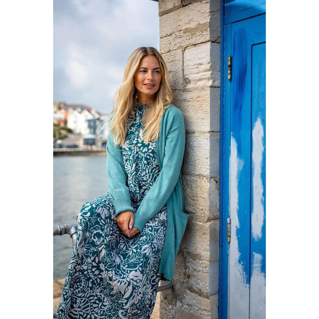 Brakeburn Enchanted Blossom Maxi Shirt Dress - Teal - Beales department store