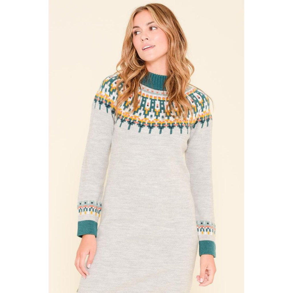 Brakeburn Fairisle Dress - Grey - Beales department store