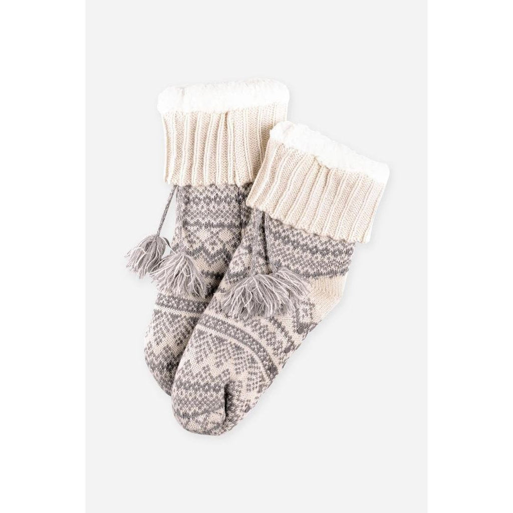 Brakeburn Fairisle Slipper Socks - Grey - Beales department store