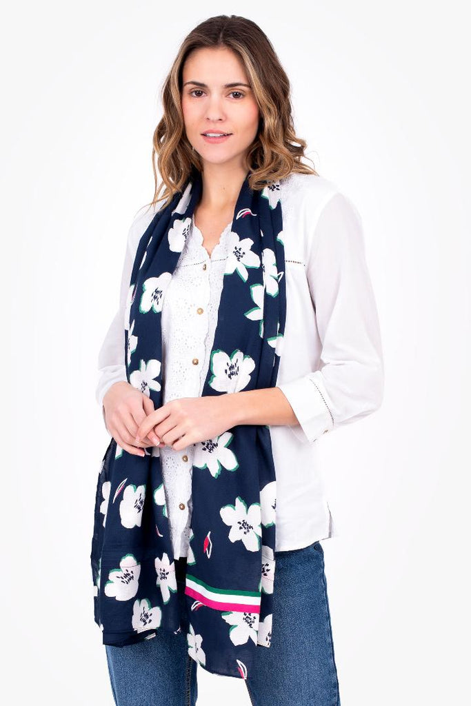 Brakeburn Floating Lily Scarf - Navy - Beales department store