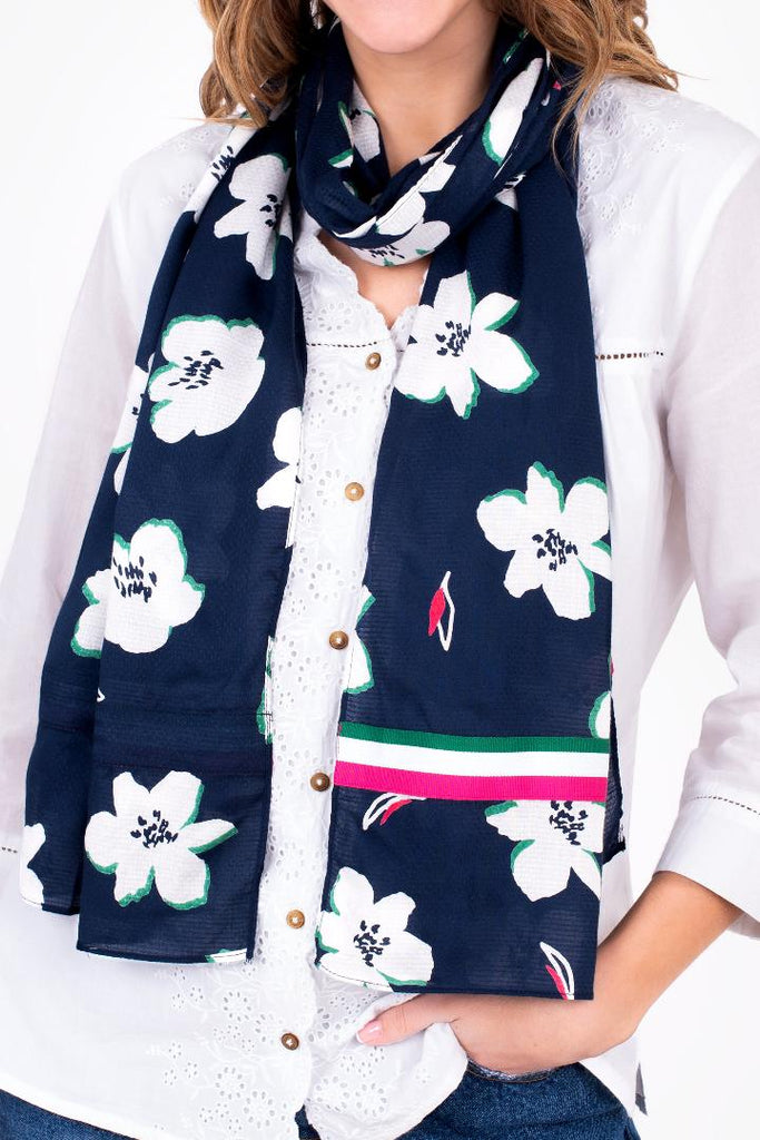 Brakeburn Floating Lily Scarf - Navy - Beales department store