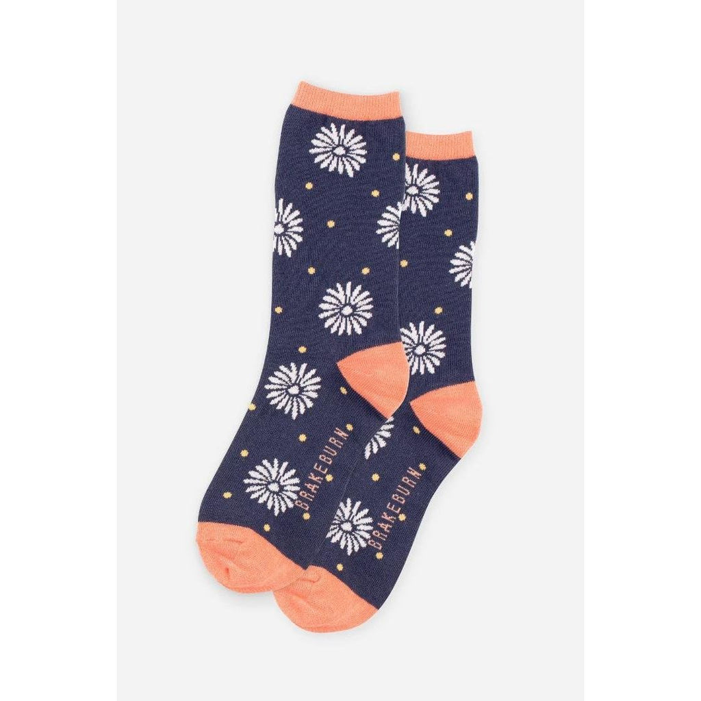 Brakeburn Flower Polka Socks - Navy - Beales department store