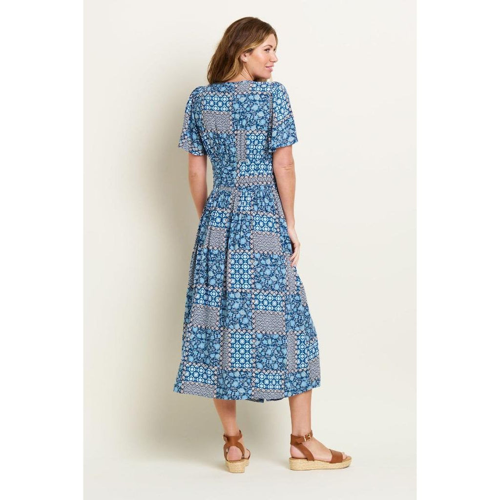 Brakeburn Folk Floral Patchwork Dress - Blue - Beales department store