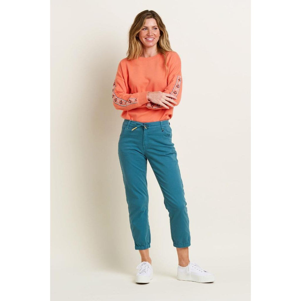 Brakeburn Hem Vent Blake Trousers - Teal - Beales department store