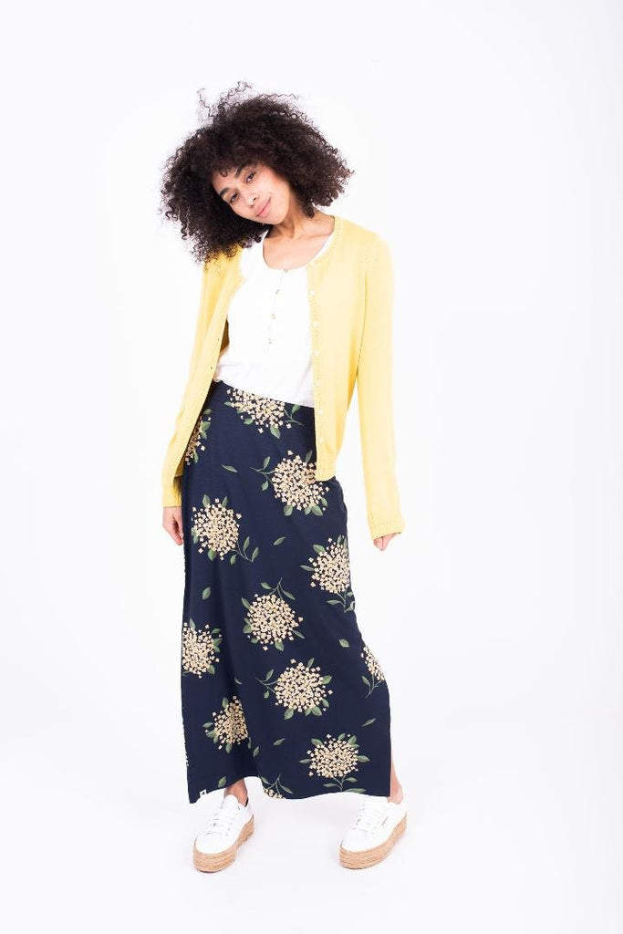 Brakeburn Hydrangea Maxi Skirt - Navy - Beales department store