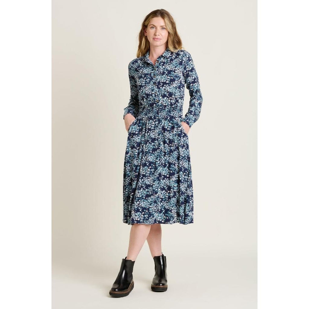 Brakeburn Jasmine Midi Shirt Dress - Blue - Beales department store