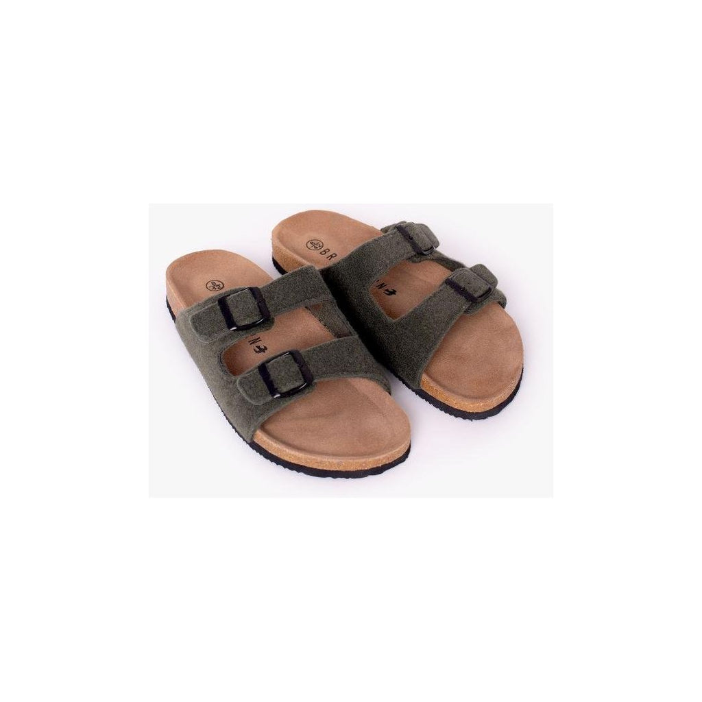 Brakeburn Khaki Felt Sandals - Beales department store