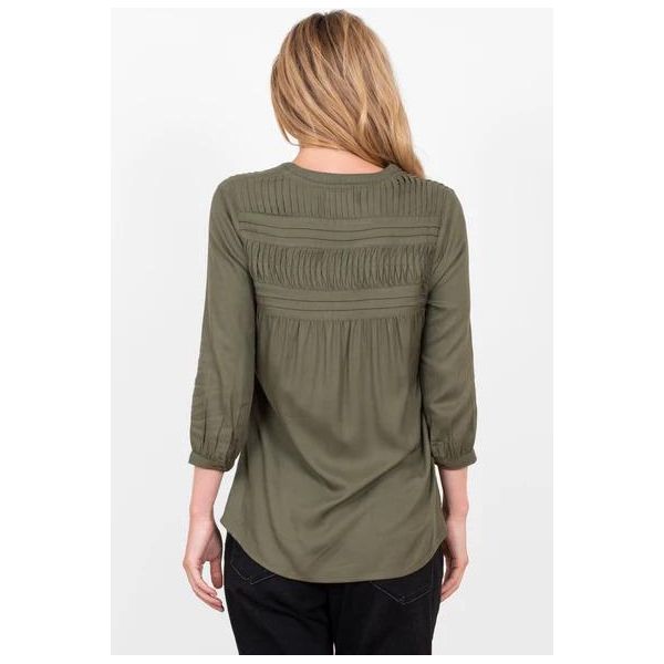 Brakeburn Khaki Pleated Blouse - Beales department store