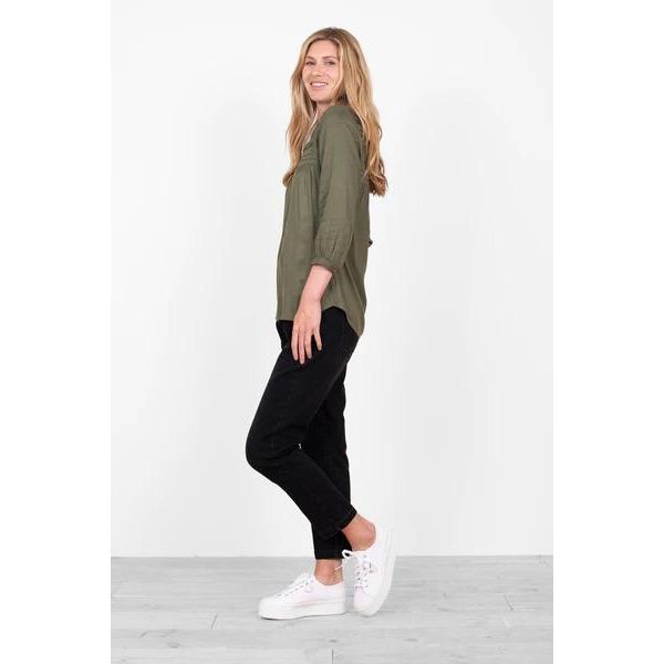 Brakeburn Khaki Pleated Blouse - Beales department store