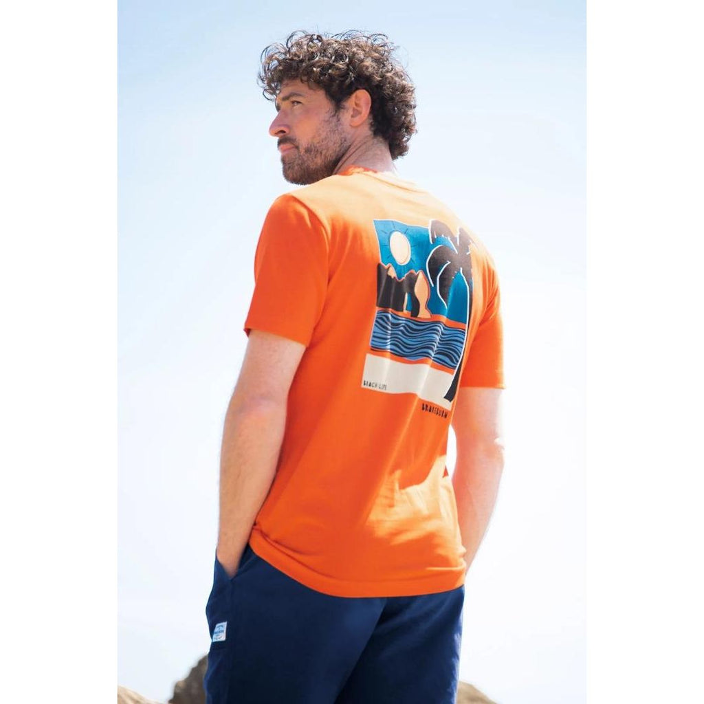 Brakeburn Landscape Lino Tee - Orange - Beales department store