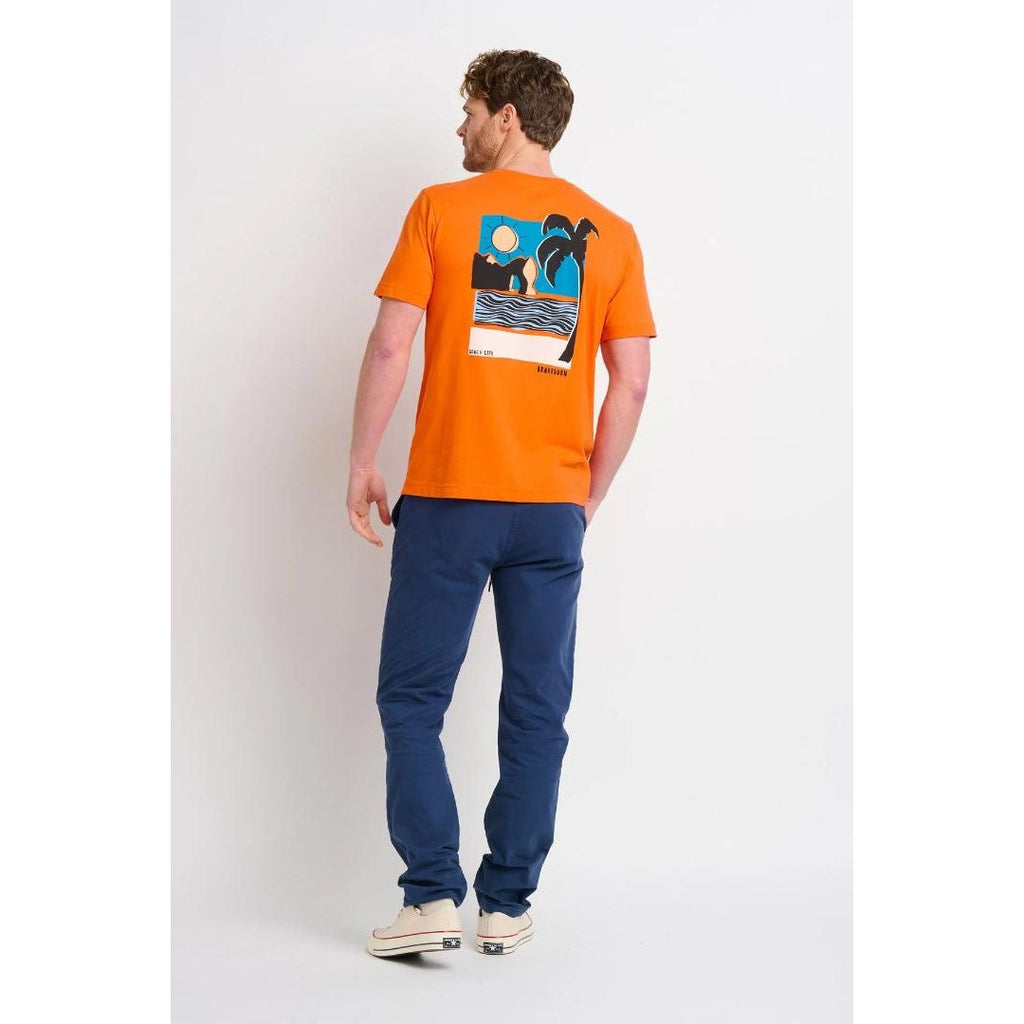 Brakeburn Landscape Lino Tee - Orange - Beales department store