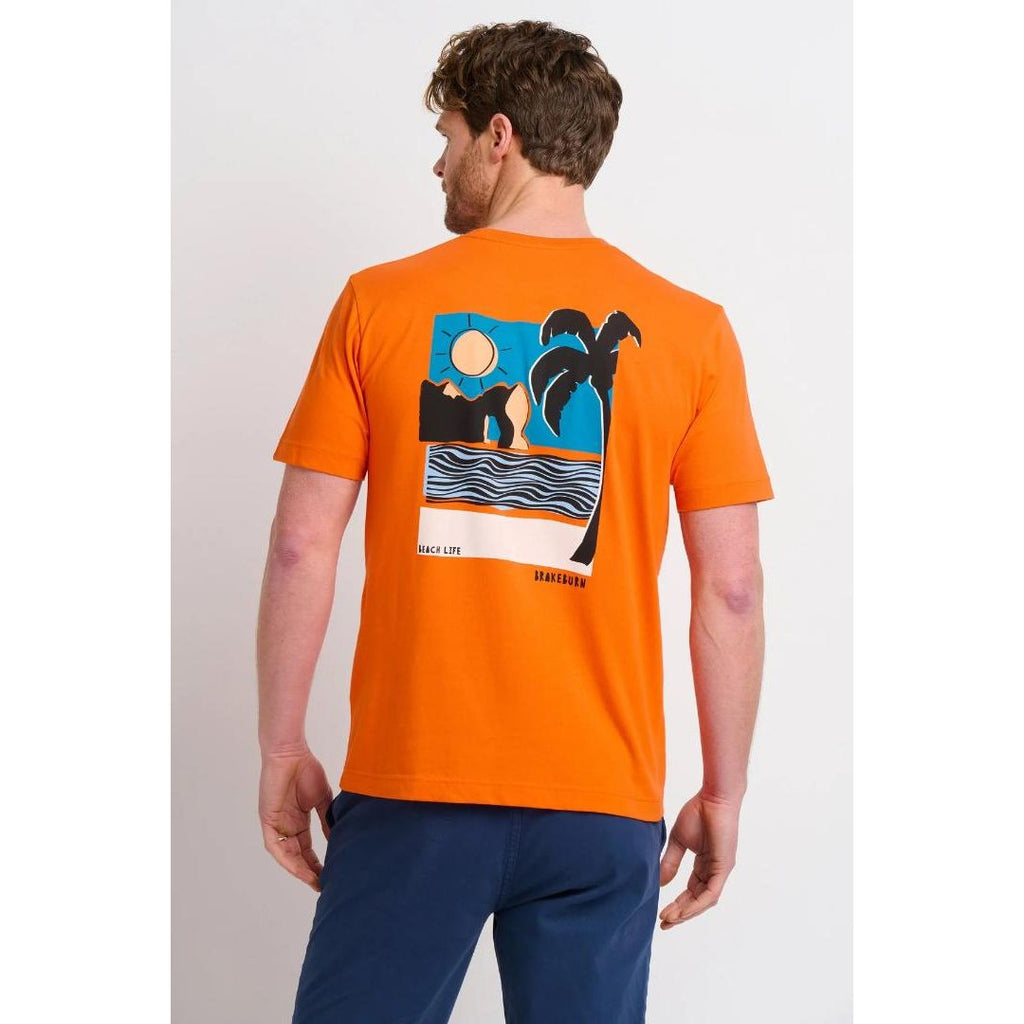 Brakeburn Landscape Lino Tee - Orange - Beales department store