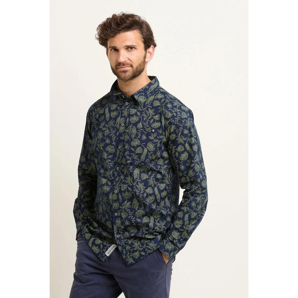 Brakeburn Leopard Shirt - Navy & Green - Beales department store