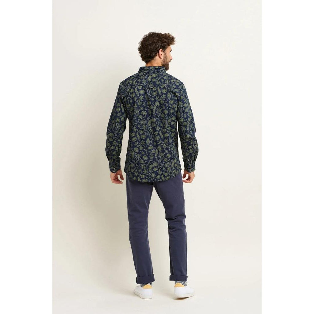 Brakeburn Leopard Shirt - Navy & Green - Beales department store