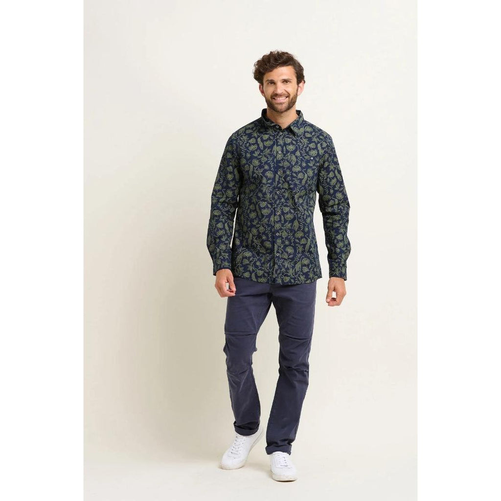 Brakeburn Leopard Shirt - Navy & Green - Beales department store