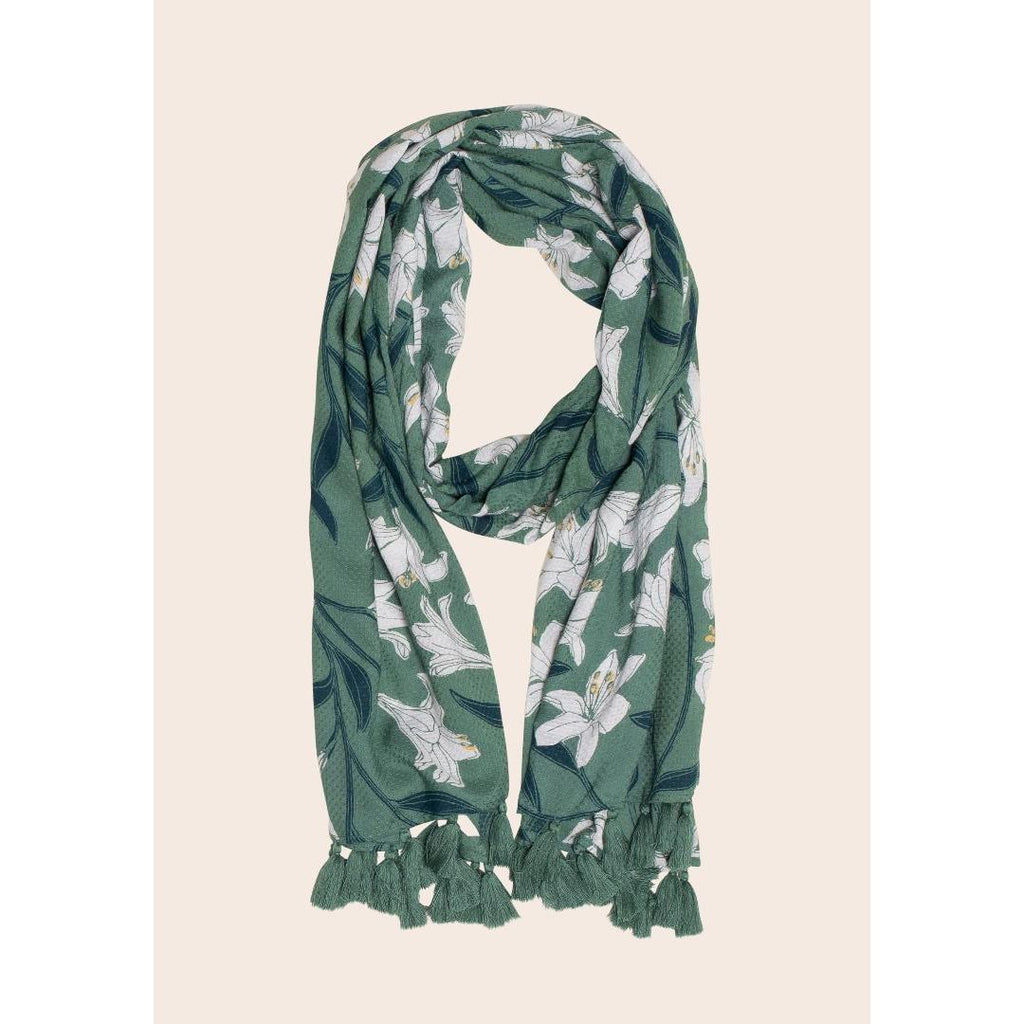 Brakeburn Lilly Tassel Scarf - Green - Beales department store