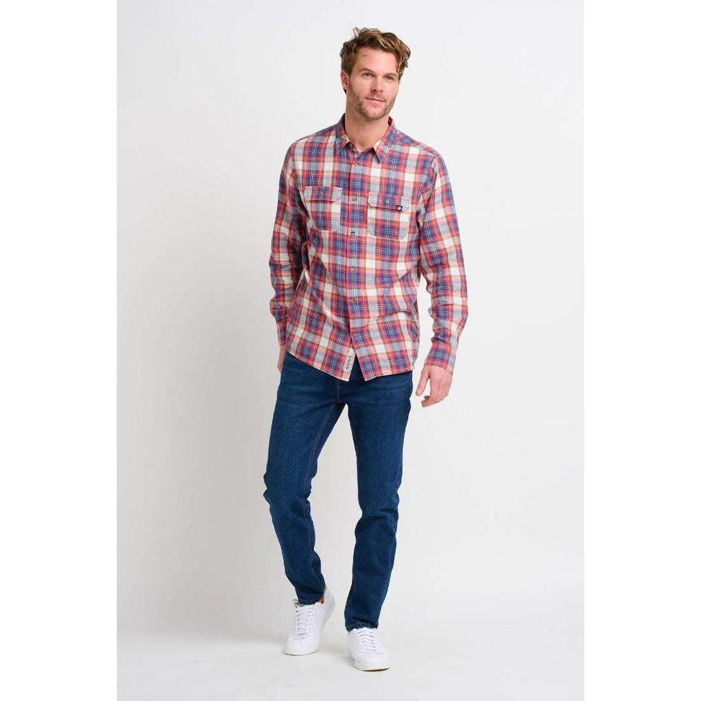 Brakeburn Long Sleeved Check Shirt - Red - Beales department store