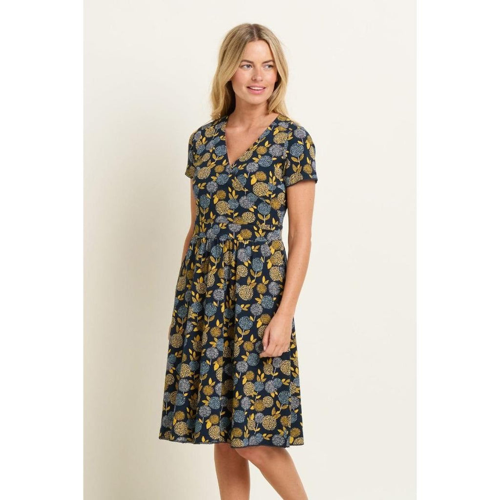 Brakeburn Luna Wrap Dress - Navy - Beales department store