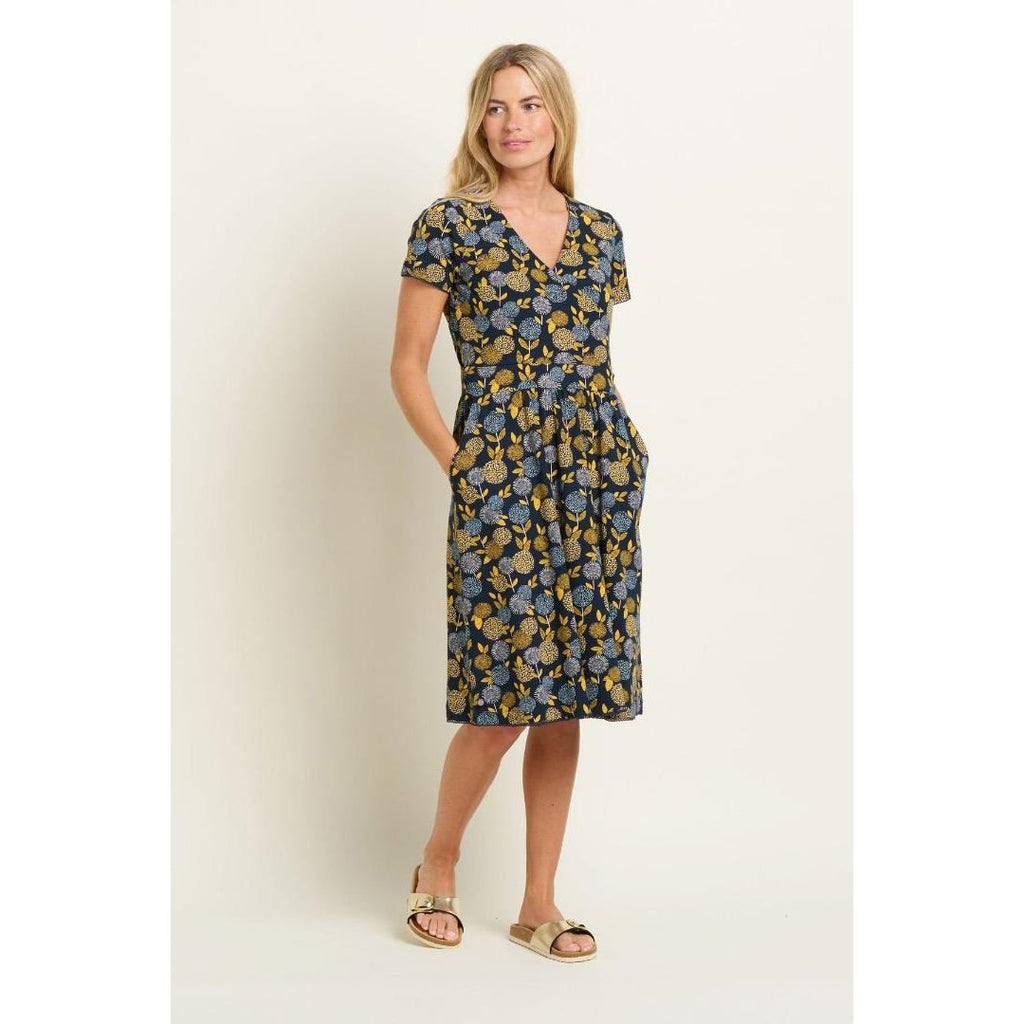 Brakeburn Luna Wrap Dress - Navy - Beales department store