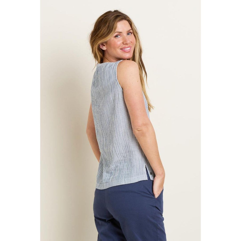 Brakeburn Madison Textured Stripe Vest Top - Blue - Beales department store