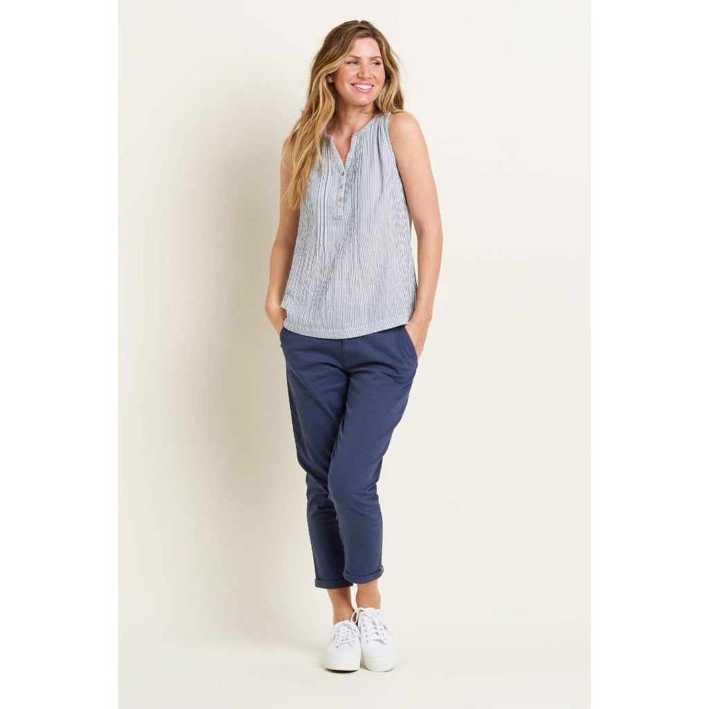 Brakeburn Madison Textured Stripe Vest Top - Blue - Beales department store