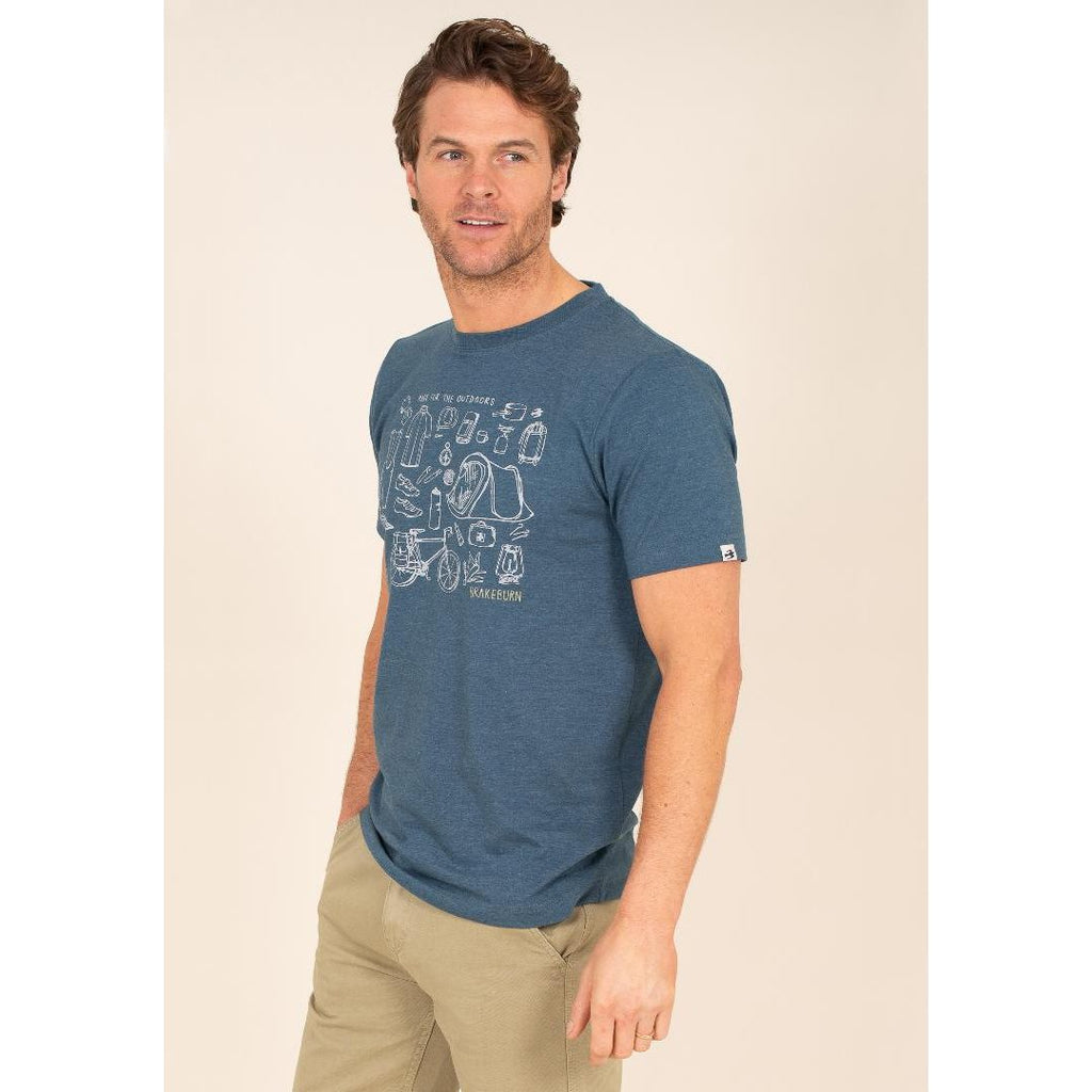 Brakeburn Marl Camping Tee - Blue - Beales department store