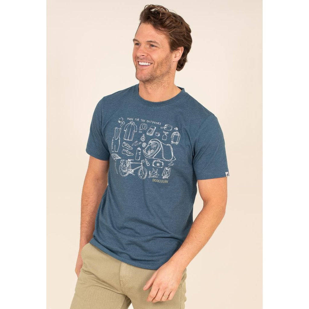 Brakeburn Marl Camping Tee - Blue - Beales department store